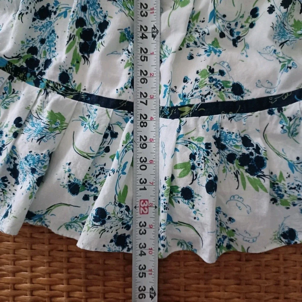 Free People Women Blue Floral One‎ Shoulder Tiered Mini Dress White Size S SP